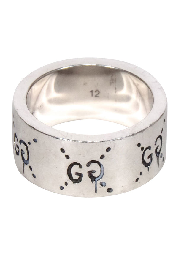 Current Boutique-Gucci - Sterling Silver Engraved Logo Ring Sz 5.5