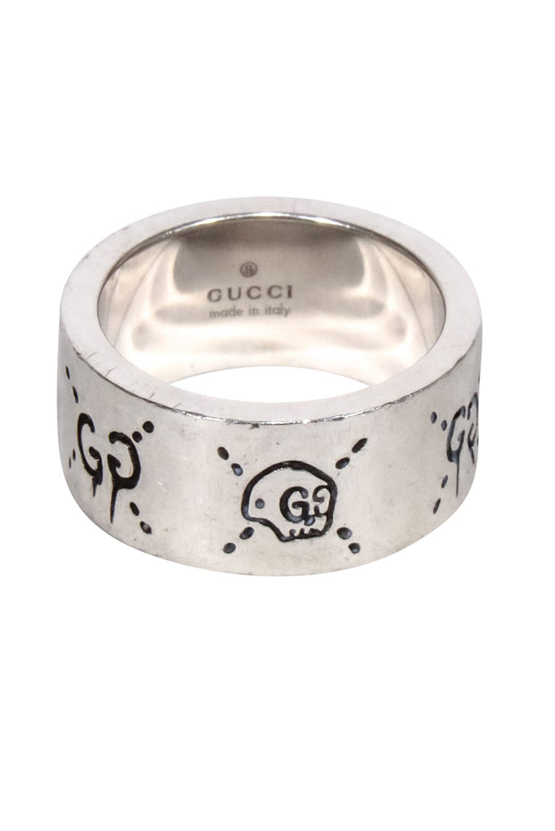 Current Boutique-Gucci - Sterling Silver Engraved Logo Ring Sz 5.5