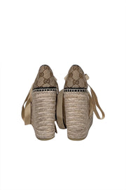 Current Boutique-Gucci - Tan Monogram Wrap Around Espadrilles Sz 4