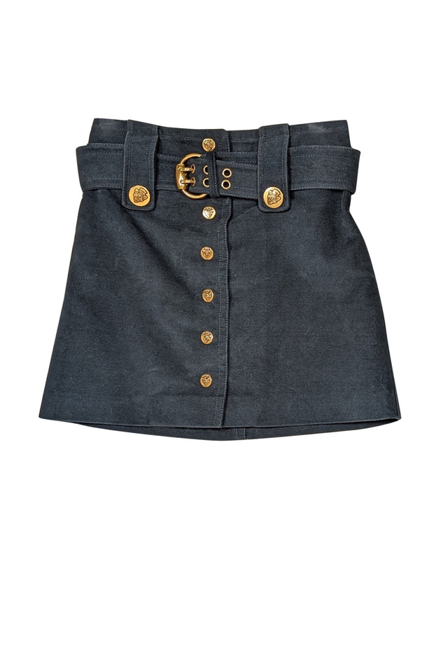 Current Boutique-Gucci - Teal Cotton Button Front Mini Skirt Sz 2