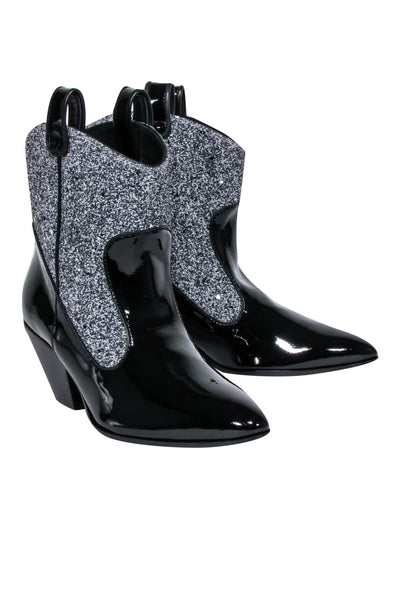 Current Boutique-Guiseppe Zanotti - Black Western Style Booties w/ Silver Glitter Sz 9