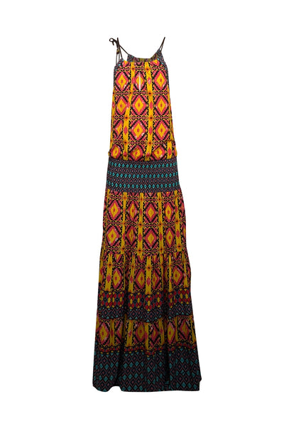 Current Boutique-Hale Bob - Yellow, Pink, Teal, & Black Print Sleeveless Maxi Dress Sz M