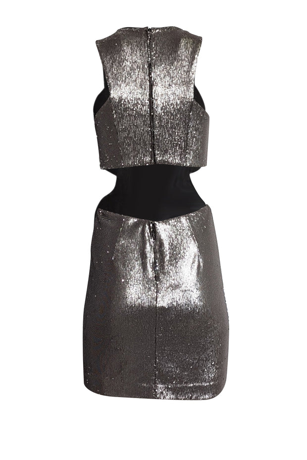 Current Boutique-Halston Heritage - Grey Sequin Open Back Sleeveless Dress Sz 2