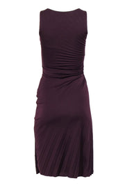 Current Boutique-Halston Heritage - Maroon Pleated & Draped Sleeveless Midi Dress Sz 4