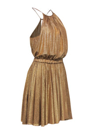 Current Boutique-Halston Heritage - Metallic Gold Textured Jersey Racerback Dress Sz XS