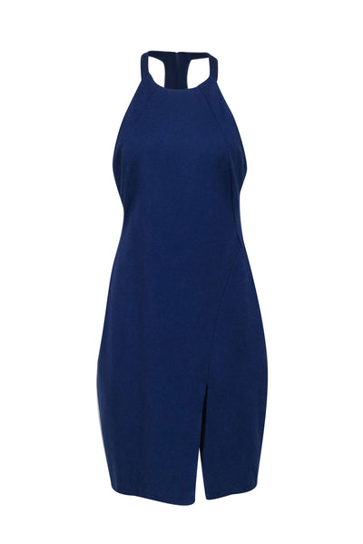 Current Boutique-Halston Heritage - Navy Halter Midi Dress w/ Front Slit Sz 8