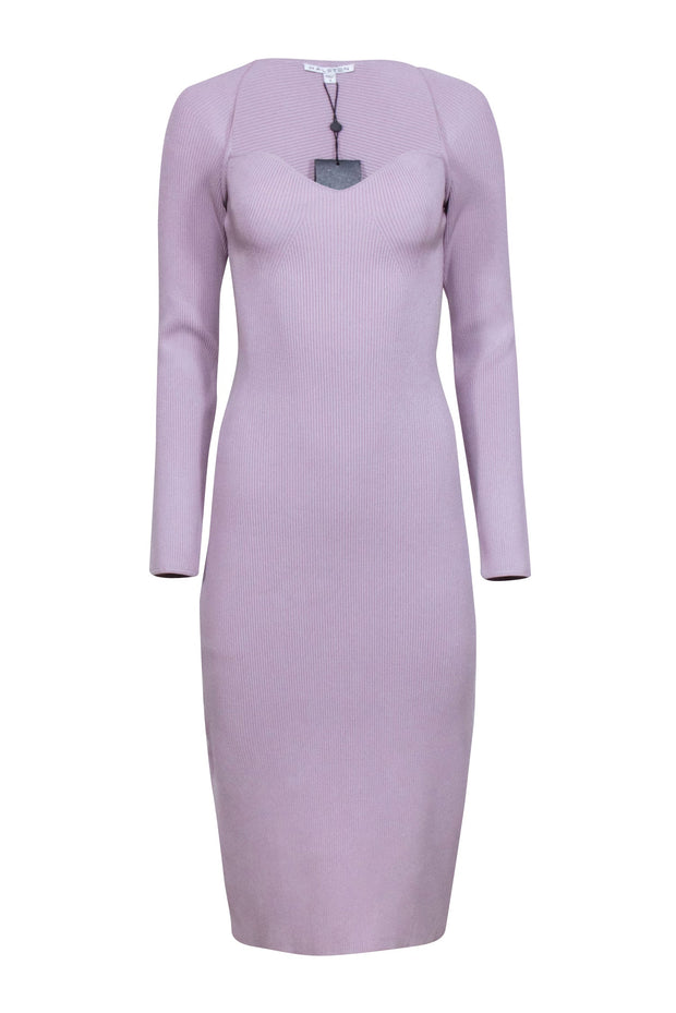 Current Boutique-Halston - Lilac Ribbed Long Sleeve Dress Sz S