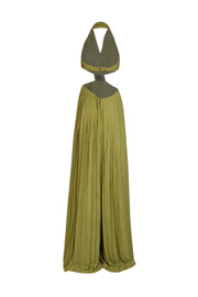 Current Boutique-Hanifa - Green Pleated Chiffon Wide Leg Jumpsuit Sz L