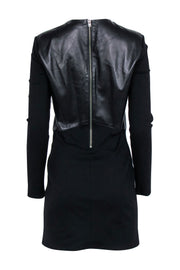 Current Boutique-Helmut Lang - Black Long Sleeve Leather Detail Dress Sz L