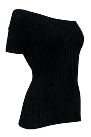 Current Boutique-Helmut Lang - Black Ribbed One Shoulder Top Sz M