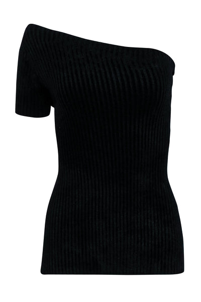 Current Boutique-Helmut Lang - Black Ribbed One Shoulder Top Sz M