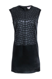 Current Boutique-Helmut Lang - Black Satin Shift Dress w/ Fractal Applique Sz 0