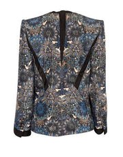 Current Boutique-Helmut Lang - Blue, Black & White Shiny Abstract Pattern Blazer Sz 4