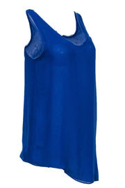 Current Boutique-Helmut Lang - Cobalt Blue Sleeveless Frayed Hem Tank Sz S