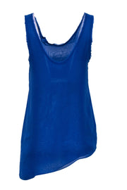 Current Boutique-Helmut Lang - Cobalt Blue Sleeveless Frayed Hem Tank Sz S