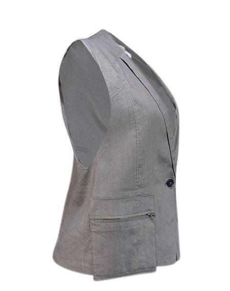 Current Boutique-Helmut Lang - Grey Linen Blend Vest w/ Zip Pockets Sz M