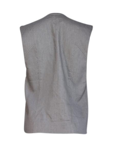 Current Boutique-Helmut Lang - Grey Linen Blend Vest w/ Zip Pockets Sz M