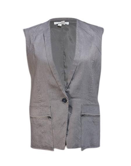 Current Boutique-Helmut Lang - Grey Linen Blend Vest w/ Zip Pockets Sz M