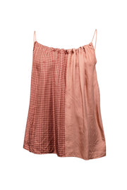 Current Boutique-Helmut Lang - Peach & Rust Red Print Sleeveless Top Sz XS