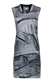 Current Boutique-Helmut Lang - White & Black Print Silk Sleeveless Dress Sz P