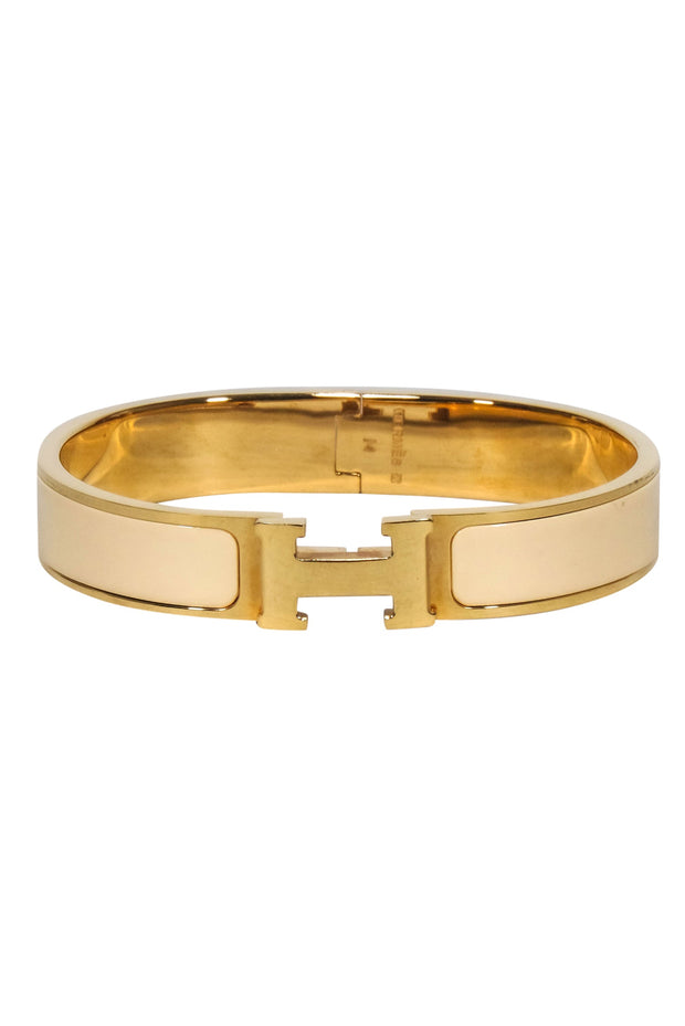 Current Boutique-Hermes - Ivory & Gold Clic H Bracelet