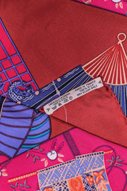 Current Boutique-Hermes - Red, Pink, & Green Print Silk Scarf