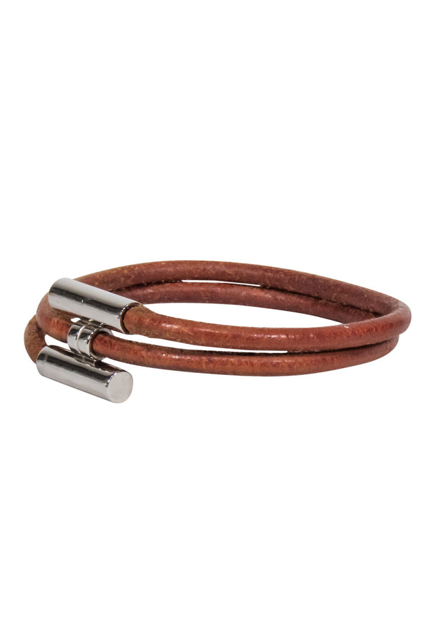 Current Boutique-Hermes - Tan Leather Tournis Tresse Bracelet