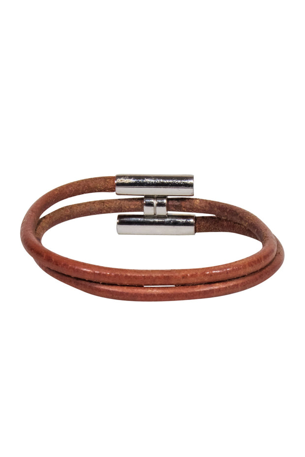 Current Boutique-Hermes - Tan Leather Tournis Tresse Bracelet