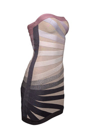 Current Boutique-Herve Leger - Beige, Grey, & Pink Ombre Bianca Bandage Dress Sz XS