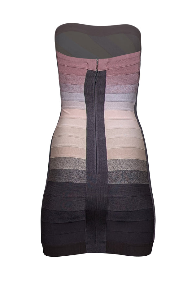 Current Boutique-Herve Leger - Beige, Grey, & Pink Ombre Bianca Bandage Dress Sz XS