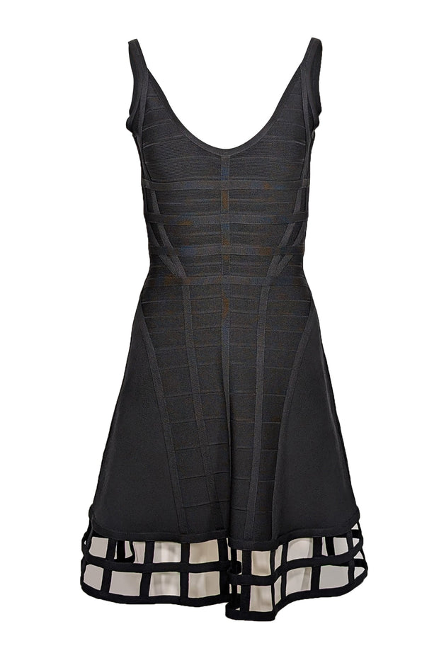 Current Boutique-Herve Leger - Black Bandage Sleeveless Fit & Flare "Viviene" Dress Sz S