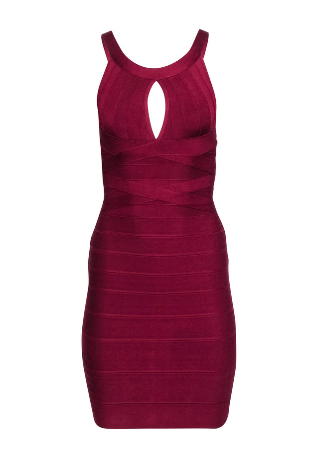 Current Boutique-Herve Leger - Maroon Bandage Sleeveless Bodycon Dress Sz XS