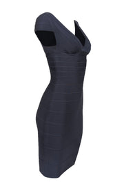 Current Boutique-Herve Leger - Navy Bandage Cap Sleeve Bodycon Dress Sz XS