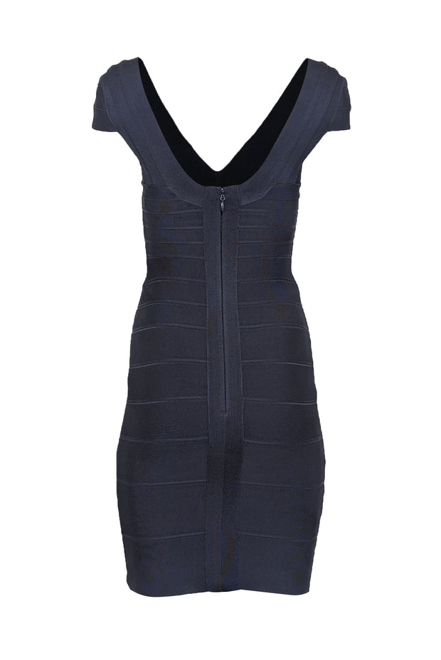 Current Boutique-Herve Leger - Navy Bandage Cap Sleeve Bodycon Dress Sz XS