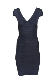 Current Boutique-Herve Leger - Navy Bandage Cap Sleeve Bodycon Dress Sz XS