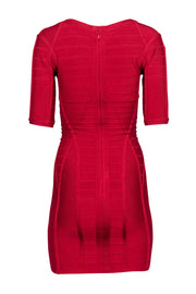 Current Boutique-Herve Leger - Red Bandage V-neckline Dress Sz XS