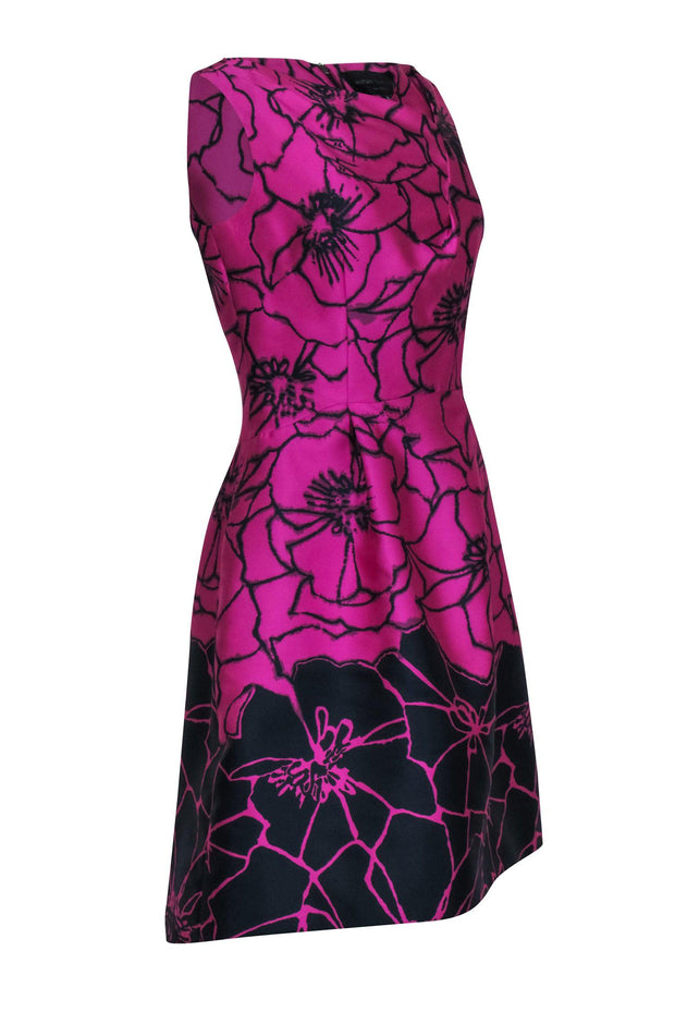 Current Boutique-Hilton Hollis - Magenta & Navy Print Sleeveless Cocktail Dress Sz 6