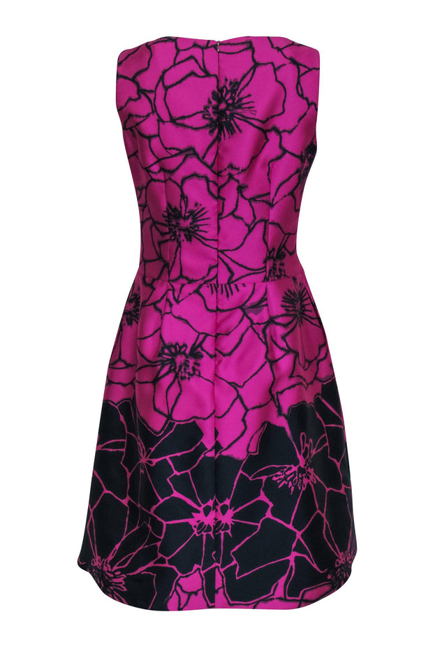 Current Boutique-Hilton Hollis - Magenta & Navy Print Sleeveless Cocktail Dress Sz 6