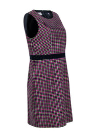 Current Boutique-Hobbs - Pink & Navy Houndstooth Print Sleeveless Shift Dress Sz 10