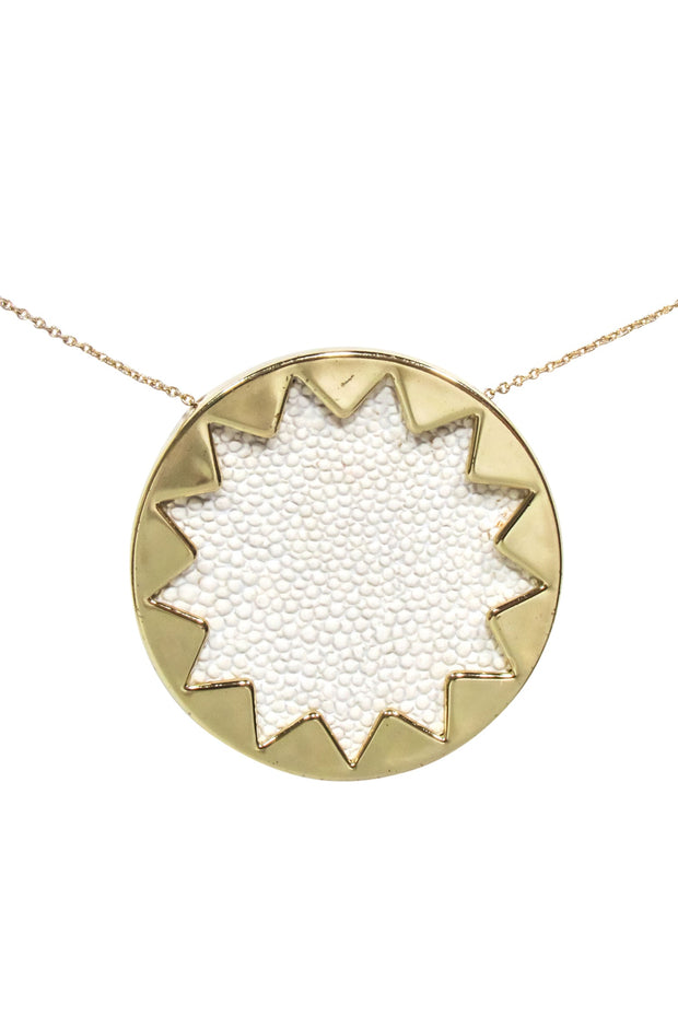 Current Boutique-House of Harlow 1960 - Ivory & Gold Large Pendant Necklace