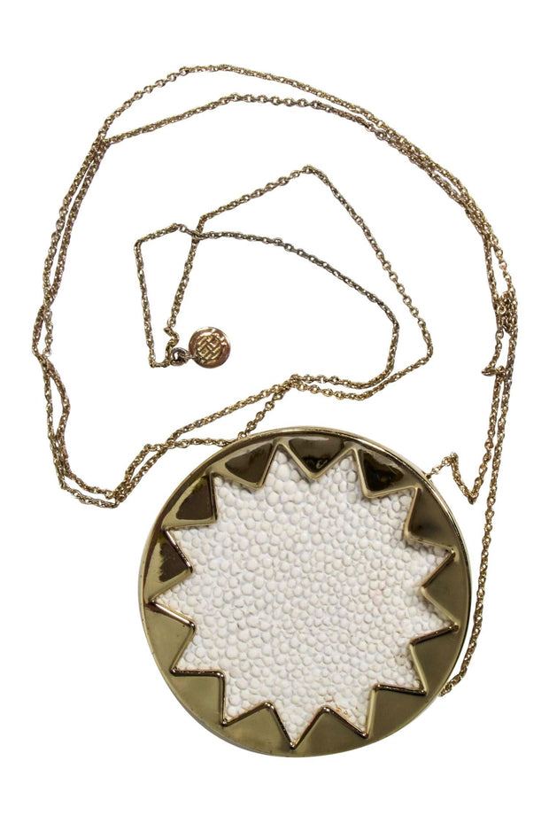 Current Boutique-House of Harlow 1960 - Ivory & Gold Large Pendant Necklace