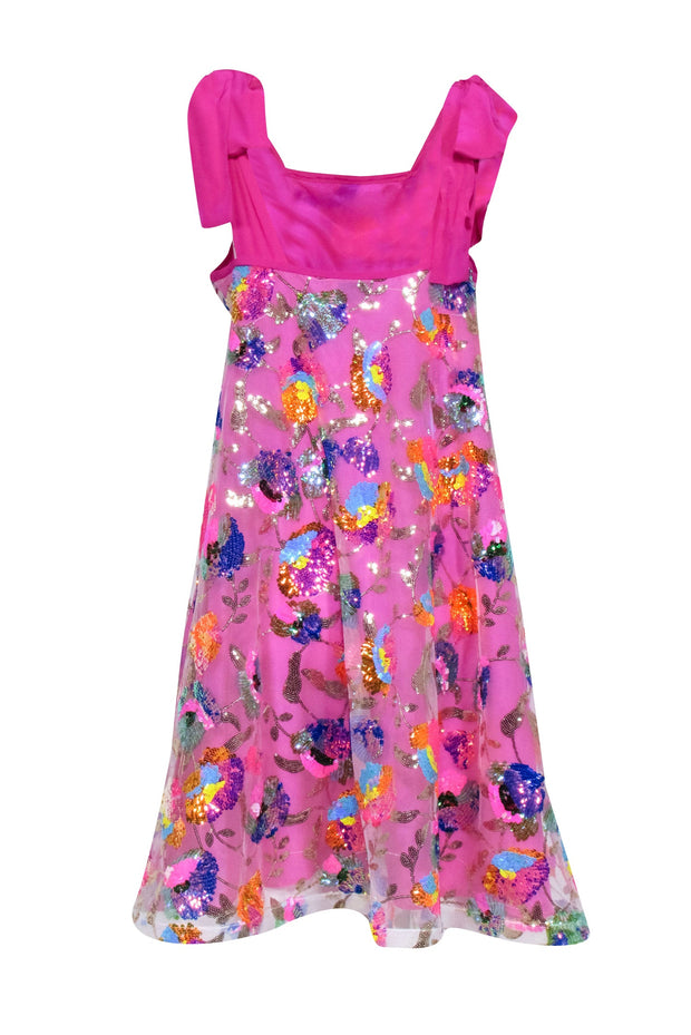 Current Boutique-House of Perna - Pink & Multi Color Sequin Sleeveless Dress Sz L