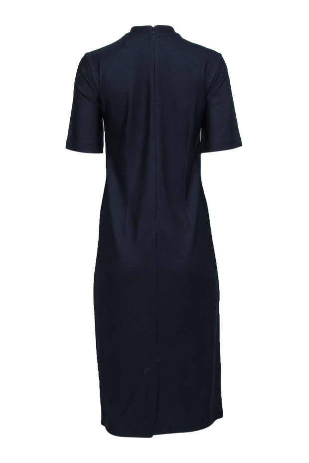 Current Boutique-Hugo Boss - Navy & Blue Mock Neck Fitted Midi Dress Sz L