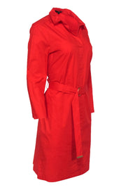 Current Boutique-Hugo Boss - Red Crop Sleeve Belted Shirt Dress Sz 10