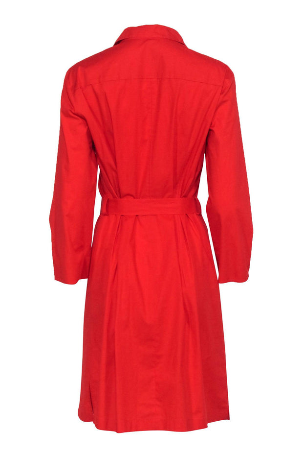 Current Boutique-Hugo Boss - Red Crop Sleeve Belted Shirt Dress Sz 10