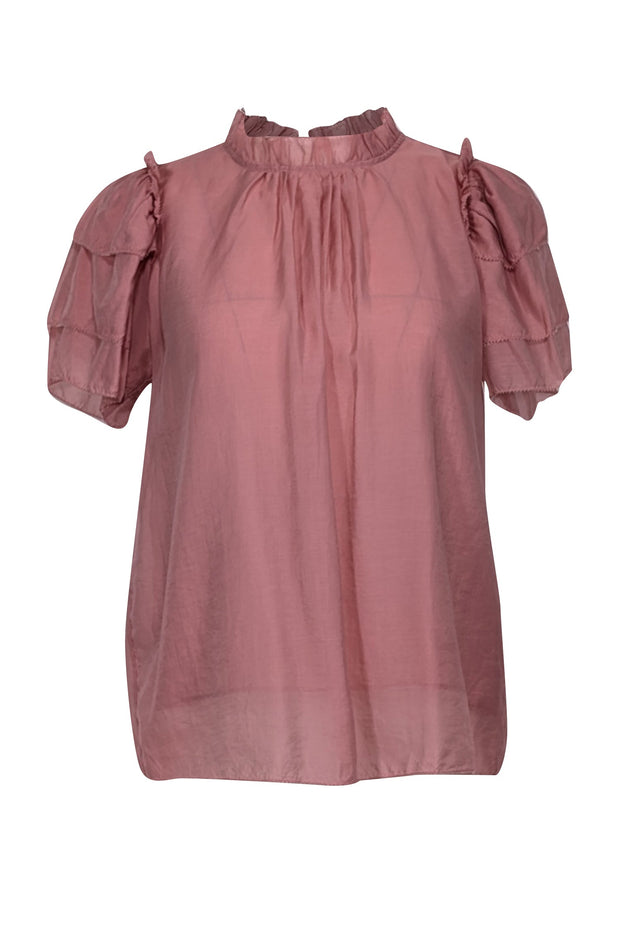 Current Boutique-Hunter Bell - Mauve Pink Tiered Sleeve Mock Neck Tops Sz XS