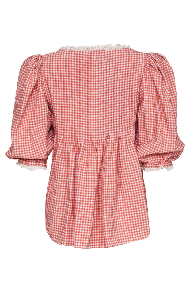 Current Boutique-Hunter Bell - Rust Orange & White Gingham Top Sz S