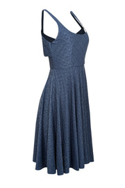 Current Boutique-Hutch - Blue Eyelet Textured Sleeveless Keyhole Back Dress Sz S