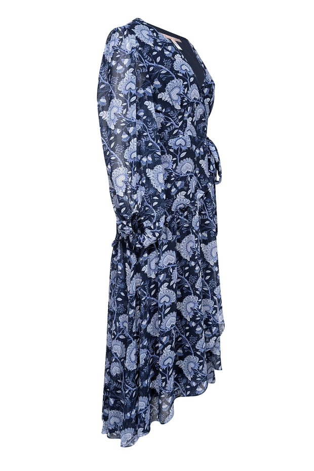 Current Boutique-Hutch - Navy & Blue Floral Paisley Print Wrap Dress Sz S