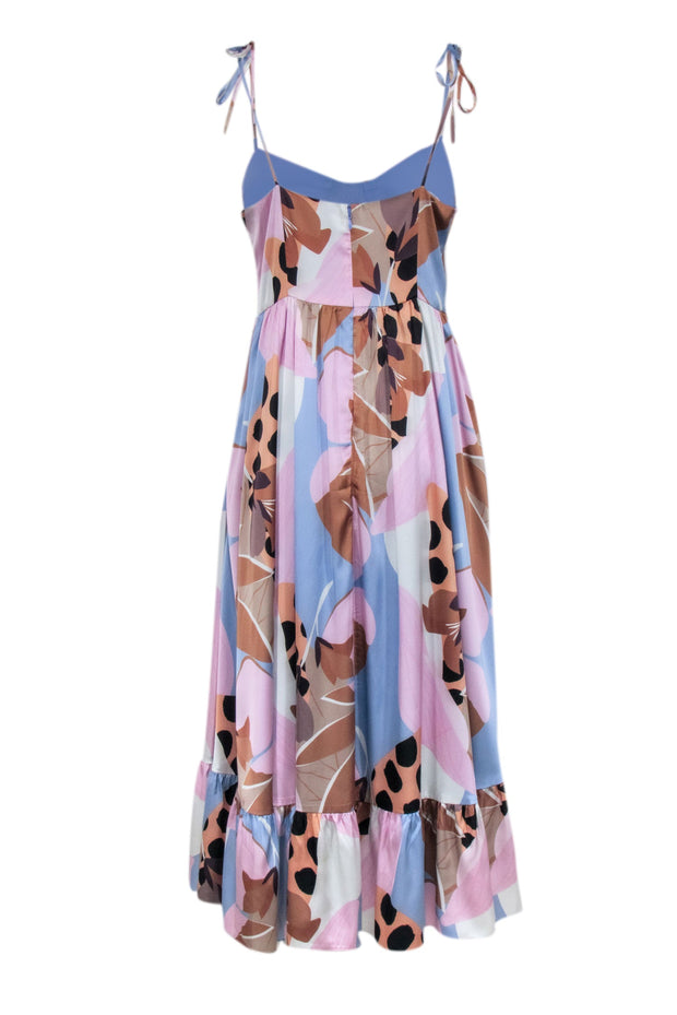 Current Boutique-Hutch - Pink Multicolor Abstract Print Tie Shoulder Midi Dress Sz 12